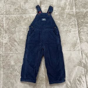 Oshkosh B’gosh navy blue corduroy lined overalls, size 18 months